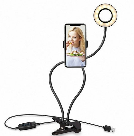 LED Selfie Ring Light – 8cm Adjustable Stand for Live Streaming & Makeup