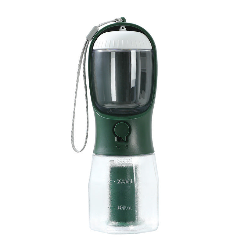 3-in-1 Dog Water Bottle with Food Box & Waste Bag Dispenser – Portable Travel Cup for Pets