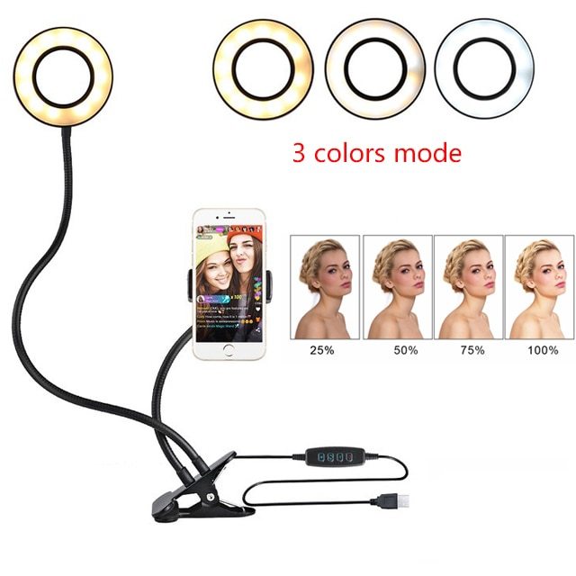 LED Selfie Ring Light – 8cm Adjustable Stand for Live Streaming & Makeup