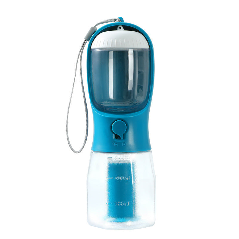 3-in-1 Dog Water Bottle with Food Box & Waste Bag Dispenser – Portable Travel Cup for Pets