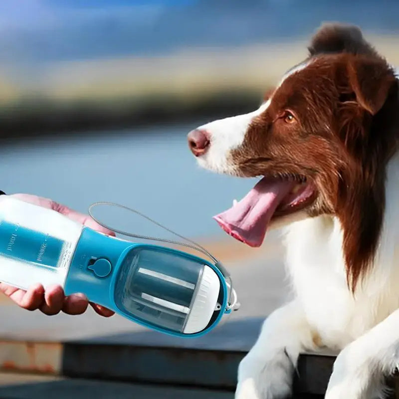 3-in-1 Dog Water Bottle with Food Box & Waste Bag Dispenser – Portable Travel Cup for Pets