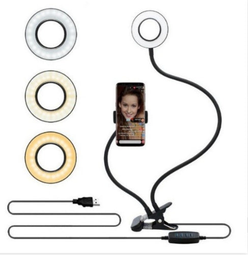 LED Selfie Ring Light – 8cm Adjustable Stand for Live Streaming & Makeup