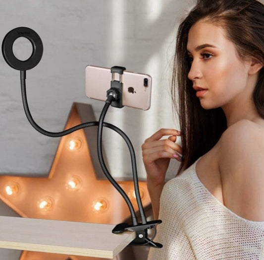 LED Selfie Ring Light – 8cm Adjustable Stand for Live Streaming & Makeup